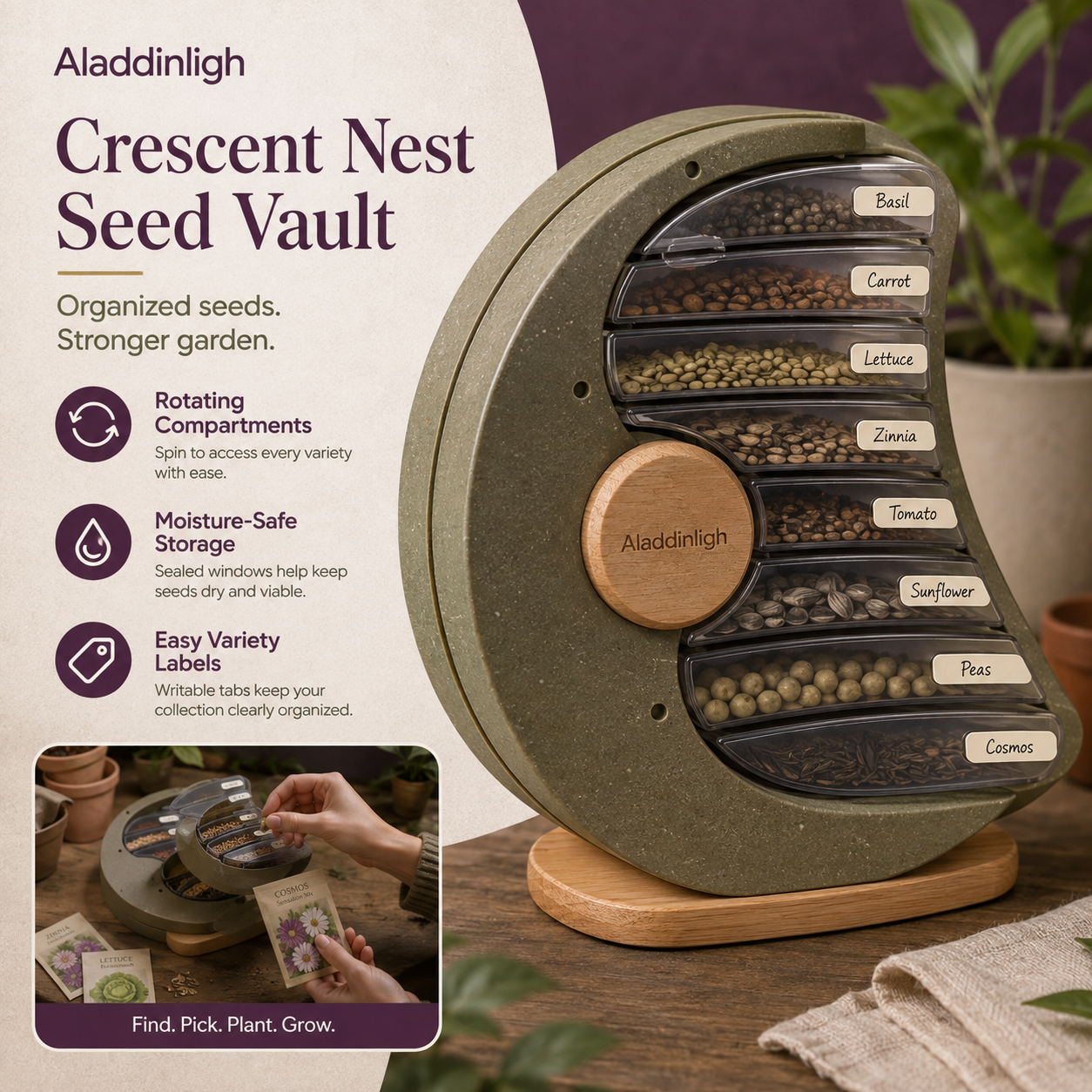 Aladdinligh™ Crescent Nest Seed Vault