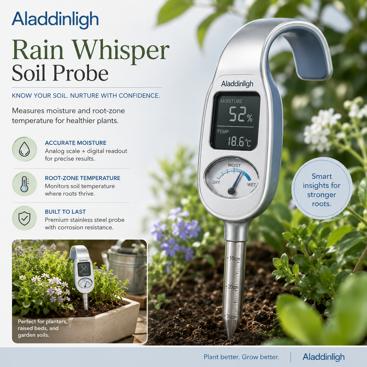 Aladdinligh™ Rain Whisper Soil Probe