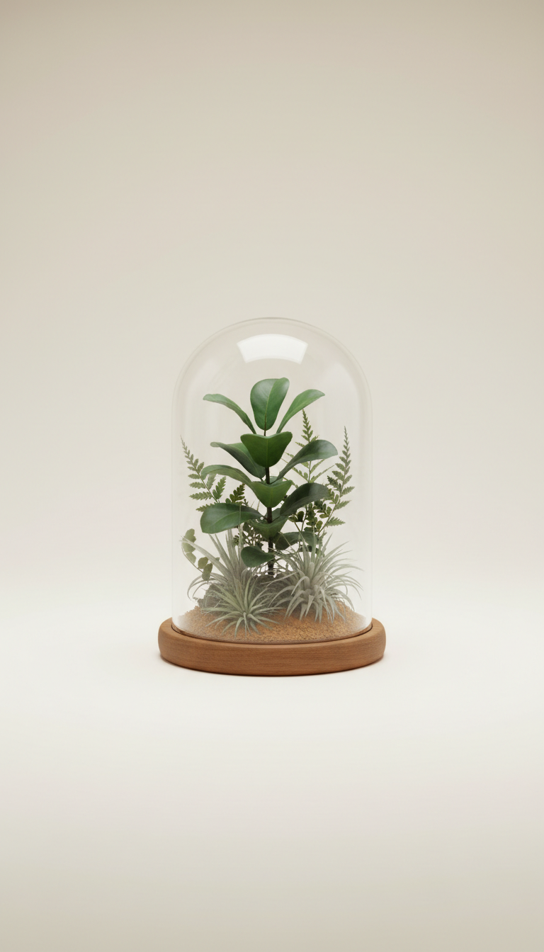 Mini Glass Cloche Terrarium with Rare Foliage