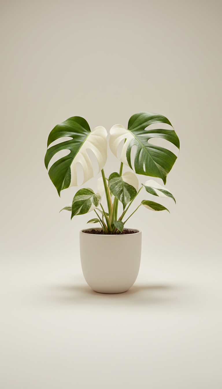Monstera Albo in Porcelain Planter